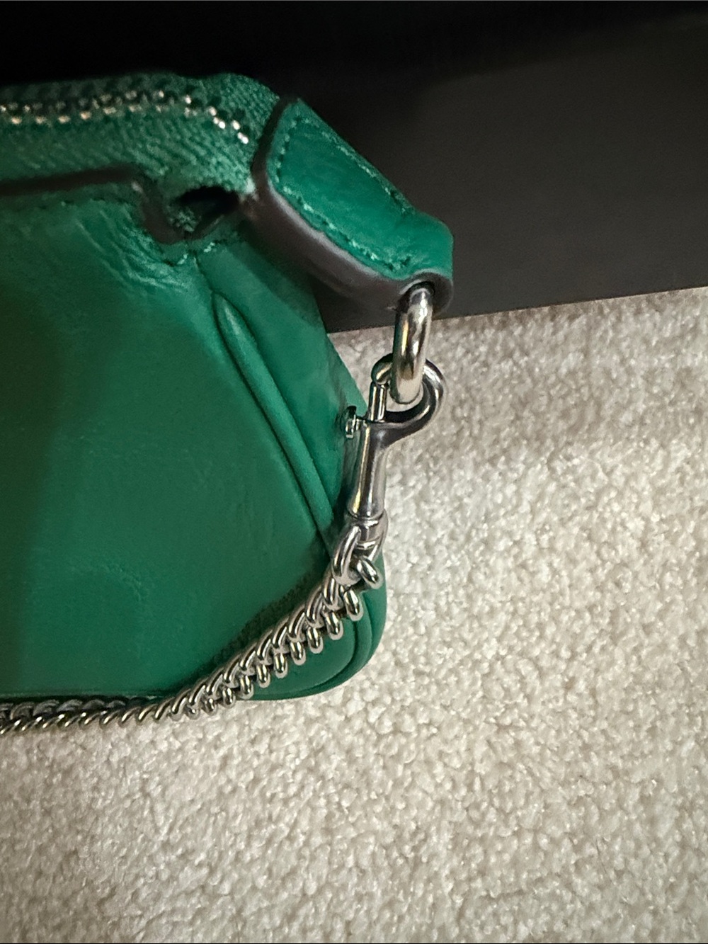 Coach Nolita 19 Green Pebbled Leather Chain Shoulder Handbag Wristlet - Picture 5 of 11